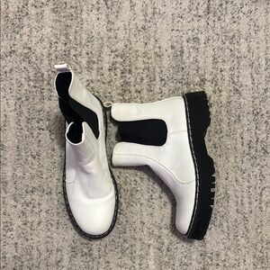 Sincerely Jules White and Black Ankle Boots with Chunky Sole